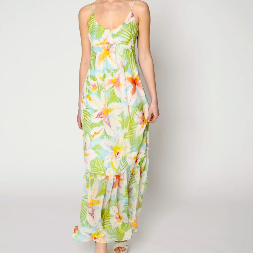 Nicole Miller Upcycled Tropical Print Dress